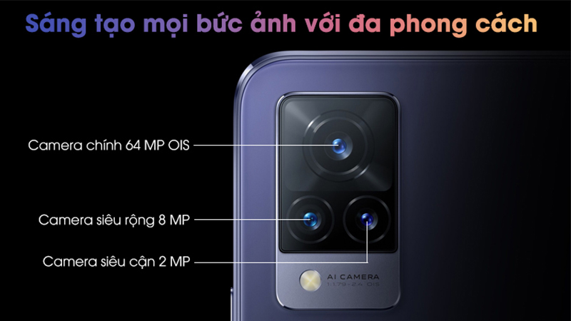 Vivo V21 và V20 có cụm camera sau 64MP + 8MP + 2MP